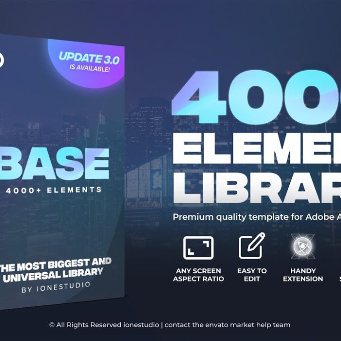 [AE脚本]AE脚本-4000种视频无缝转场字幕条标题排版 AtomX- BASE Library 3.0