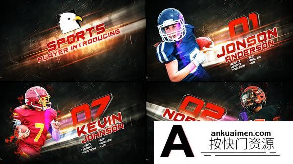 [开场片头]体育队员人物信息介绍片头AE模板- Sport Team Intro Player Introducing