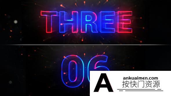 [倒计时模板]能量描边倒计时动画片头AE模板- Cyber Countdown