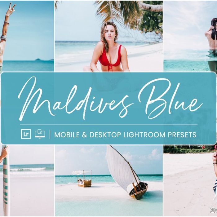 [旅拍LR预设]马尔代夫旅拍蓝调胶片人像后期调色Lightroom预设 Lightroom Presets Maldives Blue