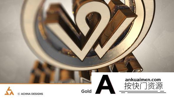 [logo模板]三维金色Logo动画AE模板- Gold Elegant And Bright Logo Reveal