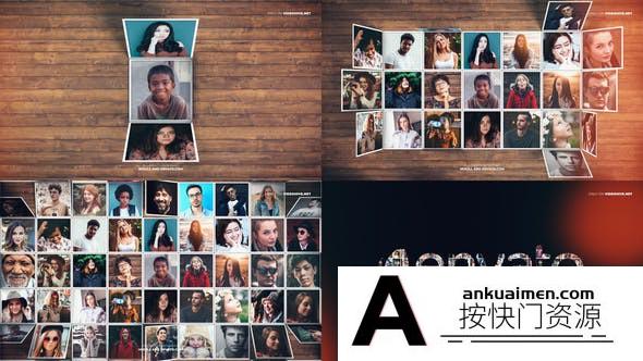 [相册AE模板]折叠展开相册照片墙Logo动画AE模板- Folding Mosaic Logo Reveal