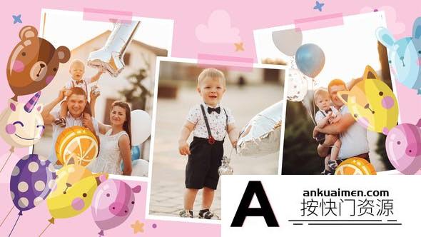 [相册AE模板]儿童生日照片相册片头AE模板- Happy Birthday 3