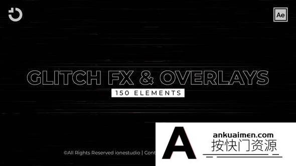[创意特效]150组信号损坏毛刺特效叠加AE模板- 150+ Glitch FX&Overlays