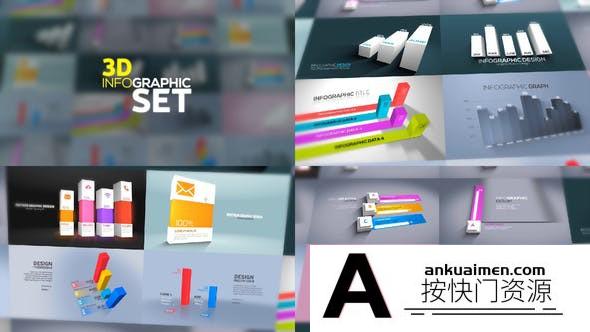 [宣传推广]三维信息数据柱状图动画AE模板- 3D Infographics