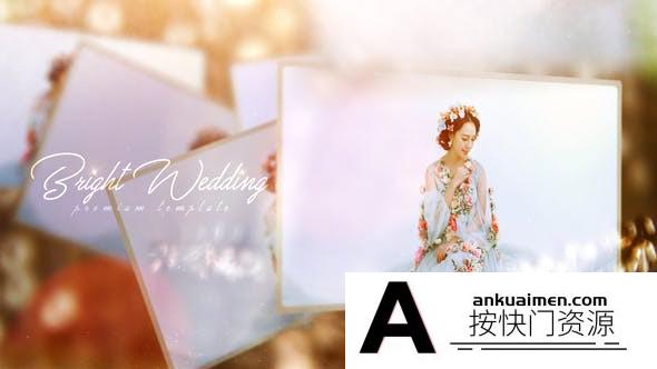 [婚礼AE模板]明亮通透浪漫婚礼照片相册开场AE模板- Bright Wedding