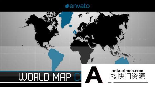 [创意特效]地图介绍动画工具包AE模板- World Map Constructor