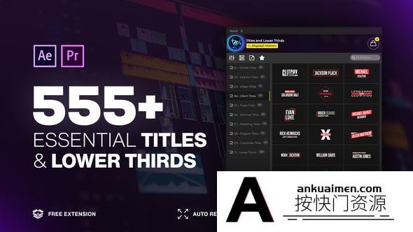 [Premiere预设]PR脚本-550+现代商务婚礼文字标题动画 Titles and Lower Thirds Pack