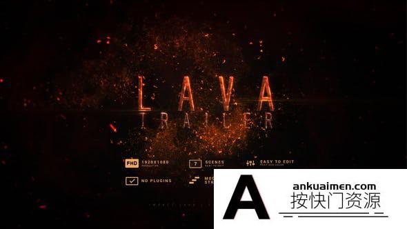 [文字标题]火焰粒子文字标题宣传片头AE模板- Impact Lava Fire Trailer