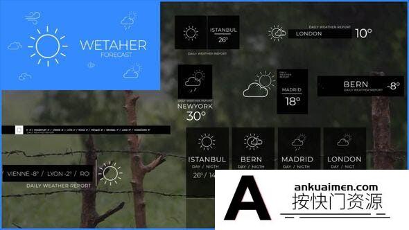 [宣传推广]天气预报图标元素包装动画AE模板- Weather Forecast Broadcast