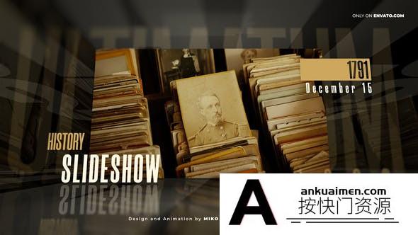 [宣传推广]时间线人物图片事件介绍片头AE模板- History Slideshow