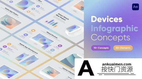 [APP模板]手机平板电脑信息数据展示动画AE模板-Device Infographics