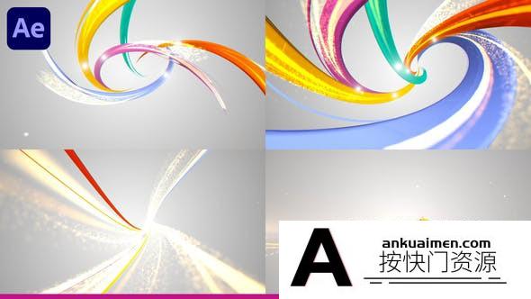 [logo模板]AE模板-螺旋环绕粒子线条标志Logo动画 Ribbons Logo
