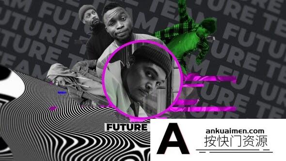 [Premiere模板]PR模板-恶作剧剪切照片头像动画人物团队展示模板 My Team: Social Media Opener