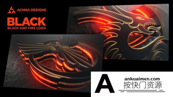 [logo模板]E3D三维黑暗能量Logo动画AE模板- Black Epic And Fire Logo
