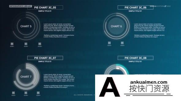 [HUD模板]科技感圆环饼状图信息数据图表动画AE模板- Infographics Simple