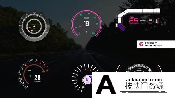 [创意特效]汽车摩托速度表动画AE模板- Speedometer Pack Ver.2