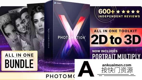 [三维AE模板]人物风景图片转三维摄像机运动视差3D动画+教程 Photomotion X