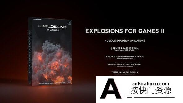 [创意特效]7组真实火焰爆炸多通道素材二套AE模板- Explosions for Games Vol.II