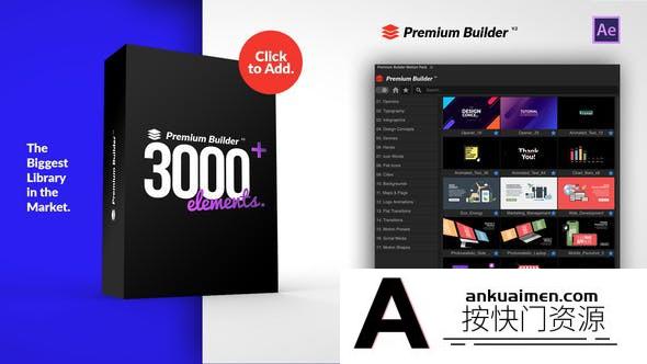 [AE脚本]AE脚本-3000+文字标题排版图形视频转场图标MG动画元素包V3