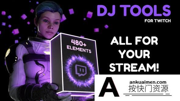 [栏目包装]音乐直播边框背景元素包装动画AE模板- DJ Tools For Streaming