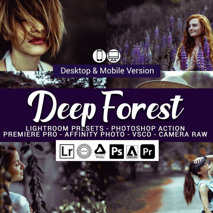 [胶片LR预设]质感电影人像暗紫色调LR预设APP预设LUT预设PS动作 Deep Forest Lightroom Presets