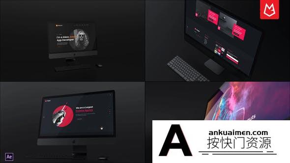 [开场片头]苹果台式电脑宣传展示片头AE模板- Dark Desktop Promo Mockup Pack