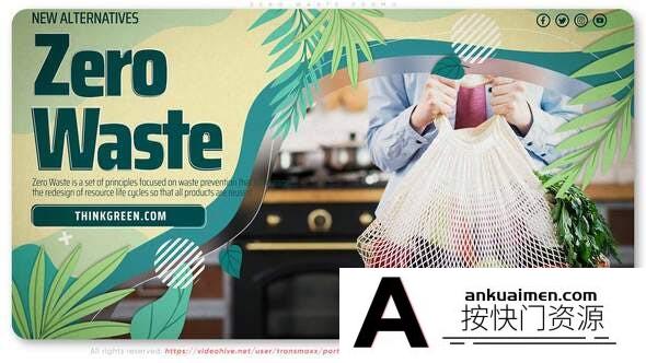 [Premiere模板]PR模板-绿色和平生态视频演示环保主题宣传片模板  Zero Waste Promo