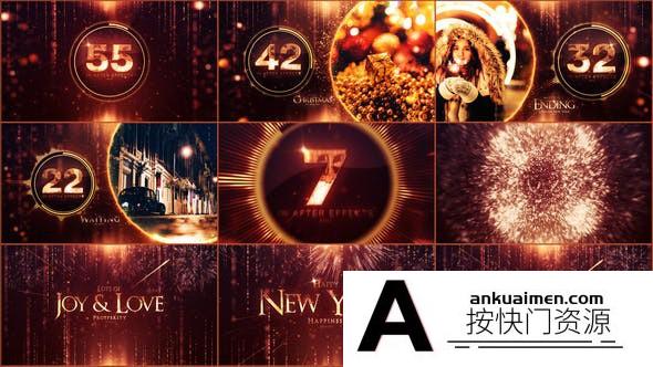 [倒计时模板]AE模板-2022新年快乐粒子礼花60秒倒计时片头动画 New Year Countdow