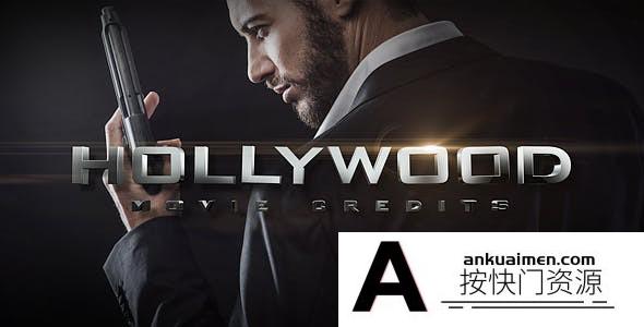 [三维AE模板]AE模板-三维文字介绍电影片尾 Hollywood Movie Credits