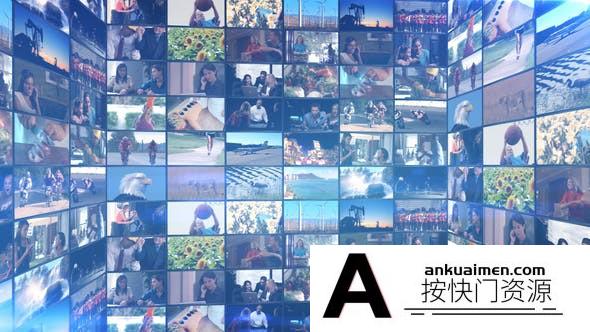 [相册AE模板]立方体视频照片墙开场AE模板- Square Room Video Wall Intro