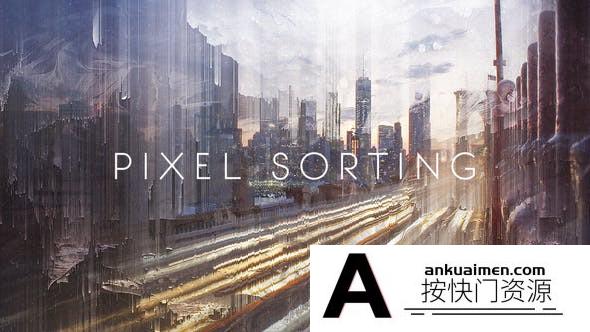 [开场片头]像素拉伸撕裂图片展示片头AE模板- Pixel Sorting Glitch Titles