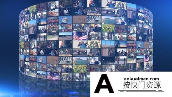 [相册AE模板]环形视频照片墙开场AE模板- Cylindrical Video Wall Intro Pack