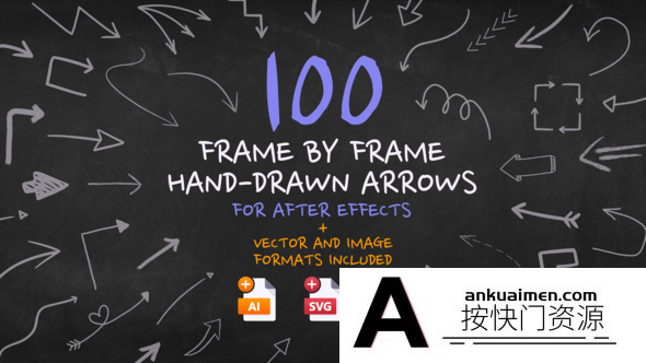 [Premiere预设]PR预设-100组手绘定格卡通箭头动画 Frame By Frame Hand Drawn Arrow