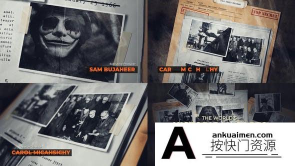 [相册AE模板]历史档案老照片幻灯片介绍片头AE模板- History Secret Files