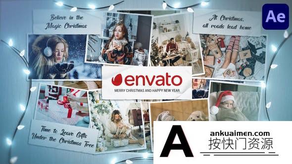 [相册AE模板]圣诞节卡片照片相册开场AE模板- Christmas Cards Slideshow