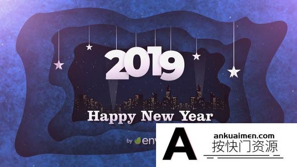 [开场片头]城市剪影新年快乐片头AE模板- New Year Opener 2019