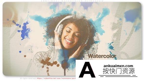[相册AE模板]水墨水彩遮罩幻灯片开场AE模板- Emotional Watercolor Slideshow