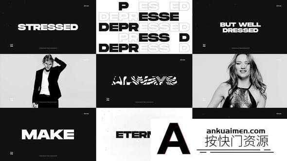 [开场片头]黑白创意文字视频快闪片头AE模板- Fast Stomp Typo Opener