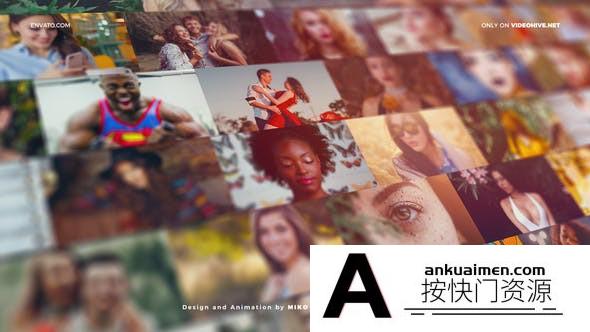 [相册AE模板]视频照片墙汇聚展示片头AE模板- Mosaic Photo Wall Vlog Logo Reveal