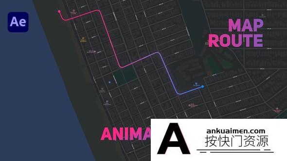[创意特效]地图线条路径动画预设AE模板- Map Route Animations