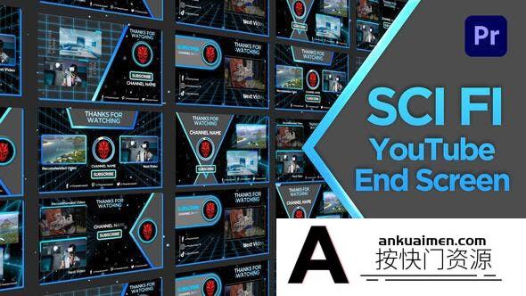 [Premiere模板]PR模板-社交媒体博客栏目包装介绍屏幕动画模板 SCIFI Youtube End Screens