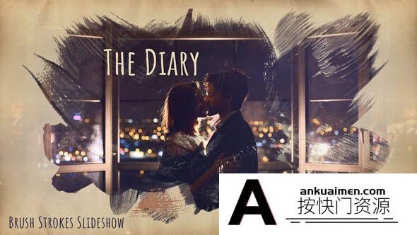 [Premiere模板]PR模板-浪漫婚礼儿童照片幻灯片PR模板素材 The Diary-Brush Strokes 4K Slideshow