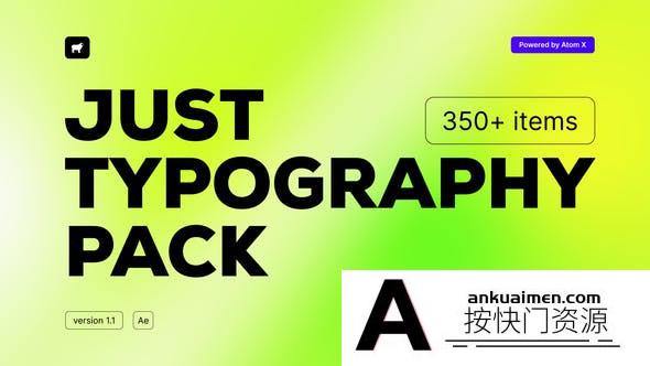 [AE脚本]AE脚本-350种创意字幕条标题时尚排版动画 Just Typography Pack V2