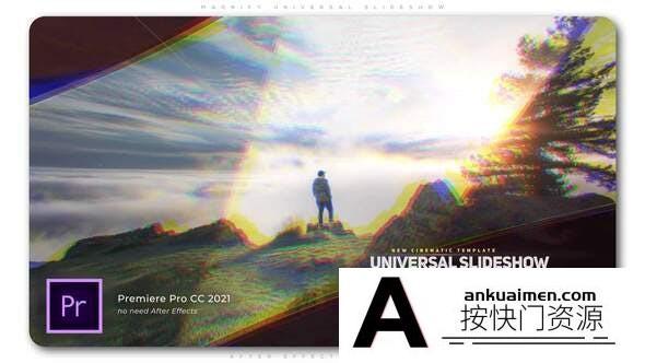 [Premiere模板]PR模板-色差VFX视差效果游戏介绍艺术视频 Magnify Cinematic Slideshow