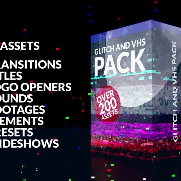 [Premiere模板]PR模板-200多个信号损坏故障毛刺RGB色彩分割无缝转场过渡包 200+ Glitch Pack