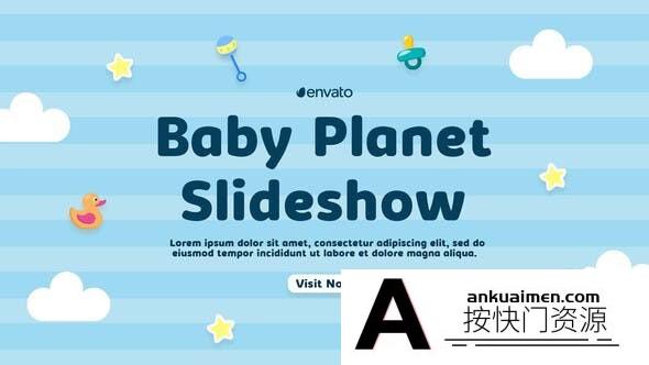 [卡通儿童]儿童生日照片视频包装相册片头AE模板- Baby Planet Slideshow