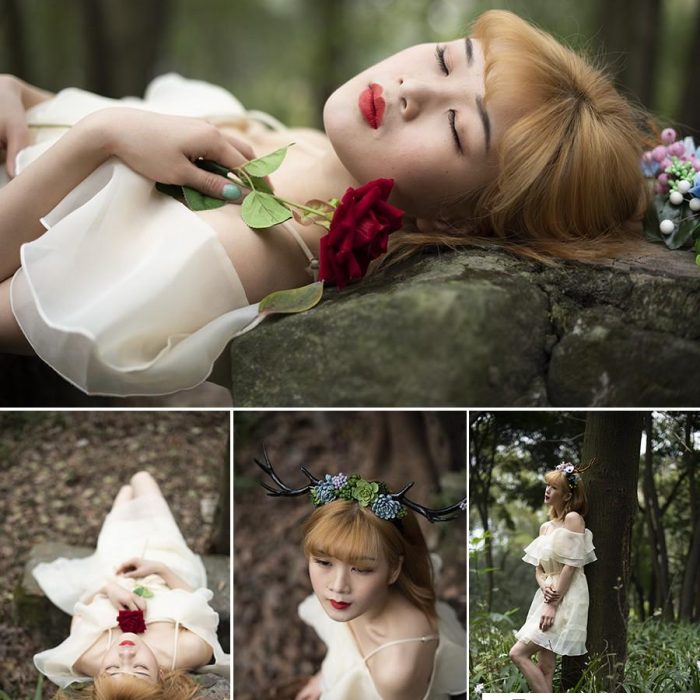 [时尚人像RAW原图]10张森系美女写真人像摄影后期调色练习RAW原图素材