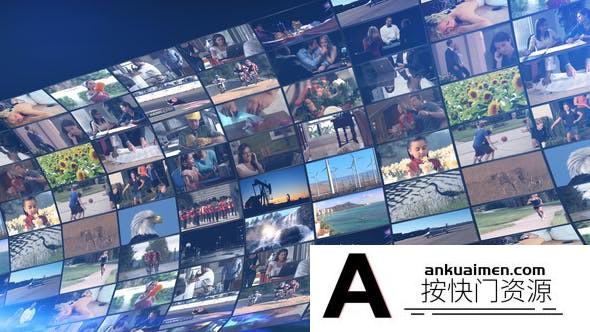 [相册AE模板]弯曲视频照片墙开场AE模板- Bent Video Wall Intro Pack