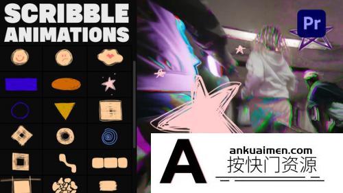 [Premiere转场]PR转场模板-Premiere Pro 手绘卡通涂鸦元素过渡转场模板